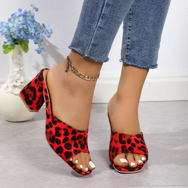 Leopard Block Heel Suede Sandals - Smooth Visage