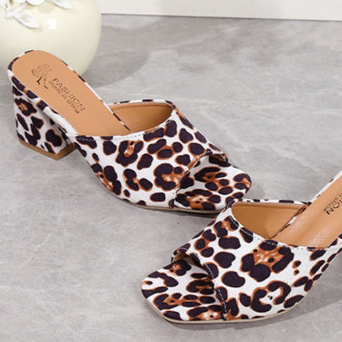 Leopard Block Heel Suede Sandals - Smooth Visage