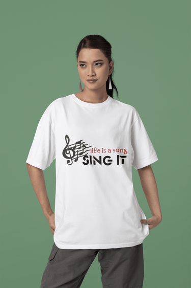 Life is a Song – Sing It" Oversized Music Lover T-Shirt by Smooth Visage - Smooth Visage