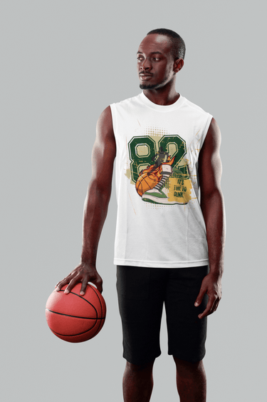 Men's Custom Basketball Tank Top – “Time to Dunk” Sleeveless Tee for Athletes and Fans - Smooth Visage