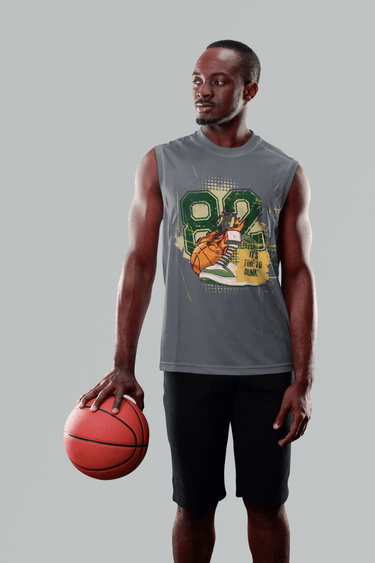 Men's Custom Basketball Tank Top – “Time to Dunk” Sleeveless Tee for Athletes and Fans - Smooth Visage