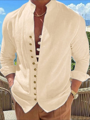 Men's Full Size Button Front Long Sleeve Shirt Plus Size - Smooth Visage