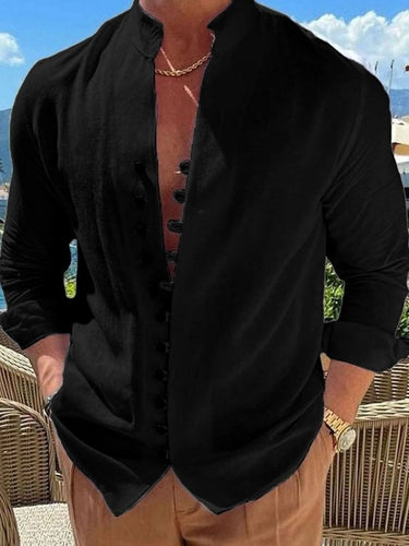 Men's Full Size Button Front Long Sleeve Shirt Plus Size - Smooth Visage