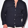 Men's Full Size Collared Neck Long Sleeve Shirt with Chest Pockets Plus Size - Smooth Visage