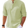Men's Full Size Half Button Long Sleeve Shirt Plus Size - Smooth Visage