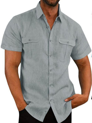 Men's Plus Size Collared Neck Short Sleeve Shirt - Smooth Visage