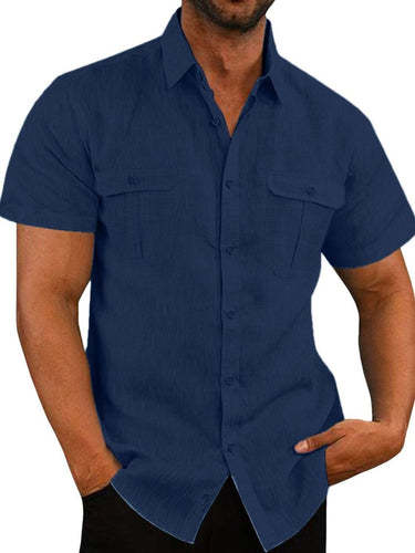 Men's Plus Size Collared Neck Short Sleeve Shirt - Smooth Visage
