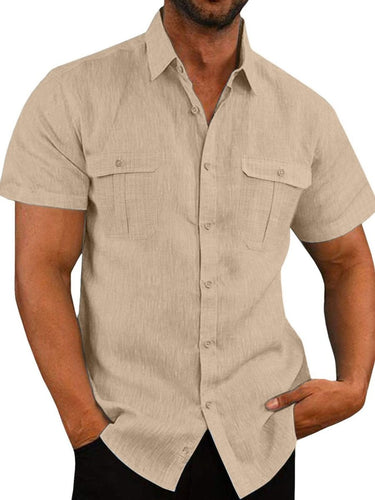 Men's Plus Size Collared Neck Short Sleeve Shirt - Smooth Visage