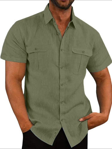 Men's Plus Size Collared Neck Short Sleeve Shirt - Smooth Visage