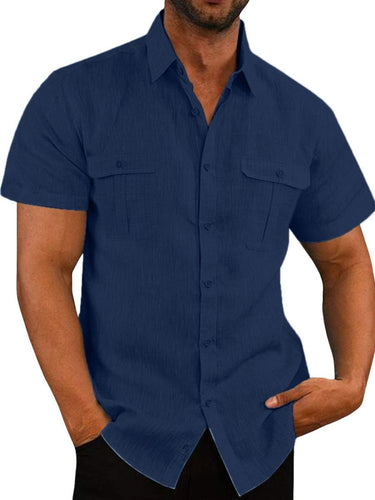 Men's Plus Size Collared Neck Short Sleeve Shirt - Smooth Visage