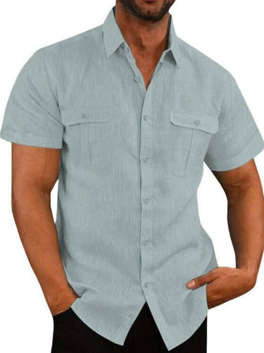 Men's Plus Size Collared Neck Short Sleeve Shirt - Smooth Visage