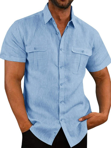 Men's Plus Size Collared Neck Short Sleeve Shirt - Smooth Visage
