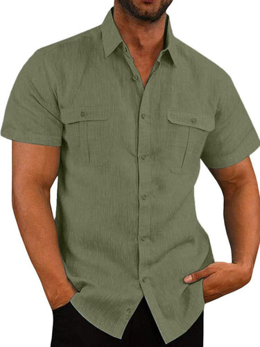 Men's Plus Size Collared Neck Short Sleeve Shirt - Smooth Visage