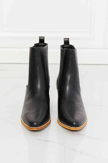 MMShoes Love the Journey Stacked Heel Chelsea Boot in Black - Smooth Visage