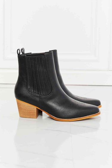 MMShoes Love the Journey Stacked Heel Chelsea Boot in Black - Smooth Visage