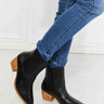 MMShoes Love the Journey Stacked Heel Chelsea Boot in Black - Smooth Visage