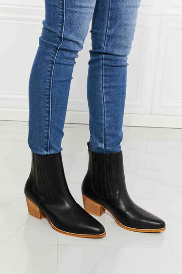 MMShoes Love the Journey Stacked Heel Chelsea Boot in Black - Smooth Visage