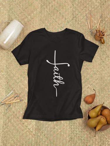 Faith Cross T-Shirt – Minimal Christian Graphic Tee | Inspirational Scripture Shirt for Women & Men