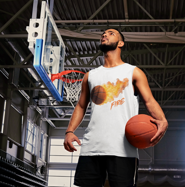 Men’s Basketball Flame Graphic Tank Top – Sleeveless Gym Shirt | “Play With Fire