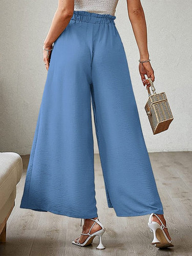New bow loose high waist pleated wide leg pants with belt pants - Smooth Visage