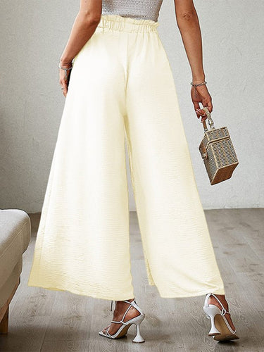 New bow loose high waist pleated wide leg pants with belt pants - Smooth Visage