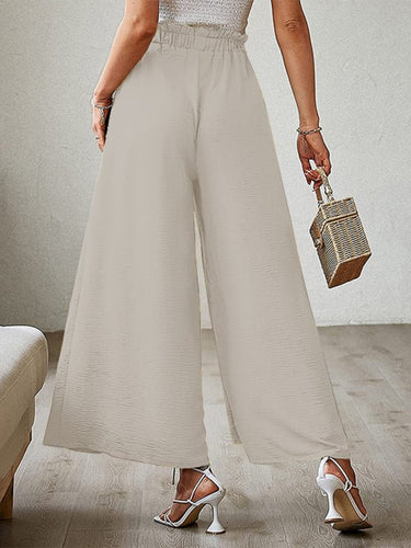 New bow loose high waist pleated wide leg pants with belt pants - Smooth Visage