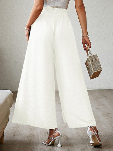 New bow loose high waist pleated wide leg pants with belt pants - Smooth Visage