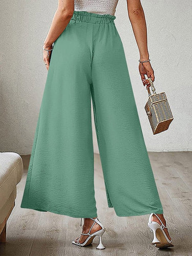 New bow loose high waist pleated wide leg pants with belt pants - Smooth Visage