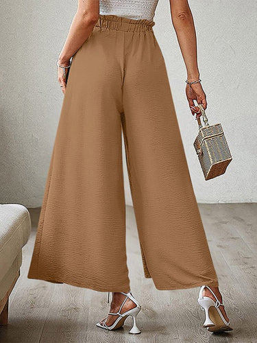 New bow loose high waist pleated wide leg pants with belt pants - Smooth Visage
