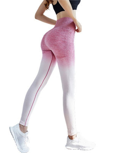 New elastic high waist seamless gradient pants sports slimming tight yoga pants - Smooth Visage