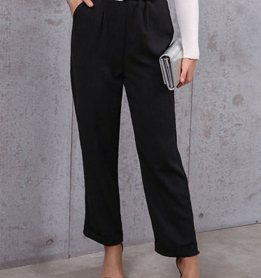 New women's commuter style lace - up nine - point pants professional elastic pants - Smooth Visage