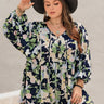 Plus Size Tied Printed Long Sleeve Romper - Smooth Visage