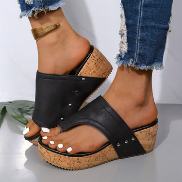 PU Leather Wedge Sandals - Smooth Visage