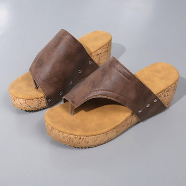 PU Leather Wedge Sandals - Smooth Visage