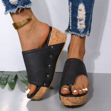 PU Leather Wedge Sandals - Smooth Visage