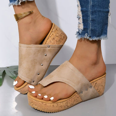 PU Leather Wedge Sandals - Smooth Visage