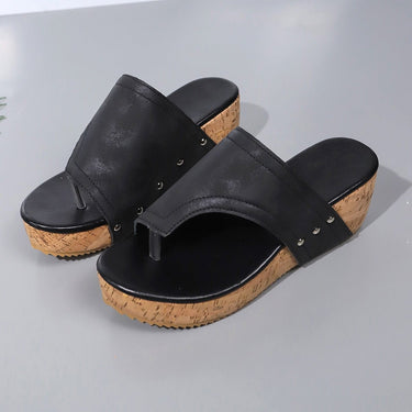PU Leather Wedge Sandals - Smooth Visage
