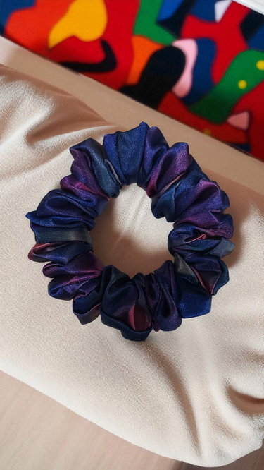 Luxury Thick Satin Scrunchie – Deep Galaxy Tones | Smooth Visage