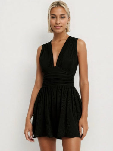 Ruched Plunge Sleeveless Romper - Smooth Visage