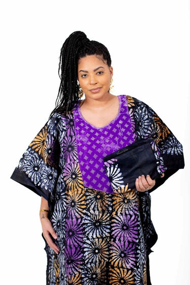 Smooth Visage African Print Adire African Tie - Dye Print Boubou Kaftan Style - Smooth Visage