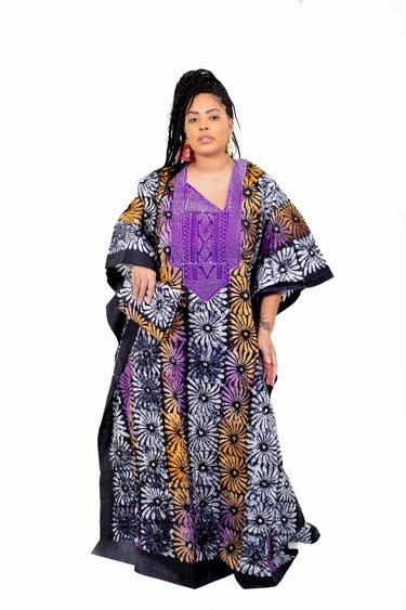 Smooth Visage African Print Adire African Tie - Dye Print Boubou Kaftan Style - Smooth Visage