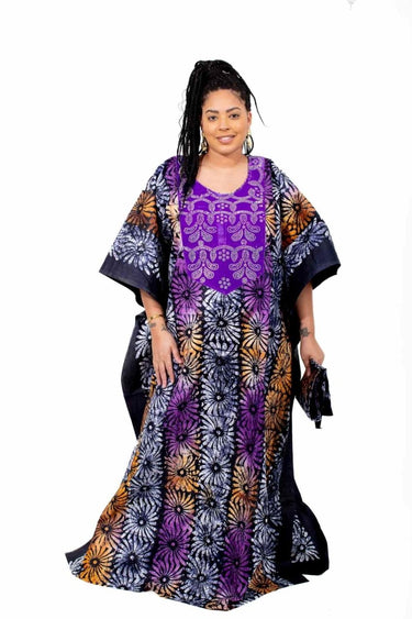 Smooth Visage African Print Adire African Tie - Dye Print Boubou Kaftan Style - Smooth Visage