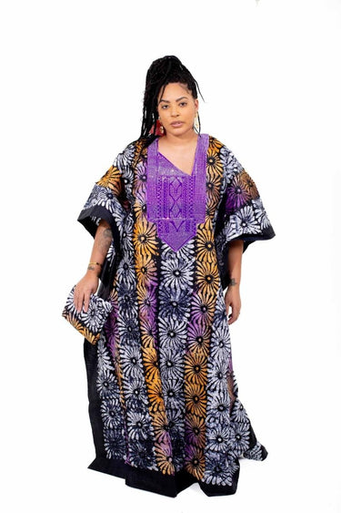 Smooth Visage African Print Adire African Tie - Dye Print Boubou Kaftan Style - Smooth Visage