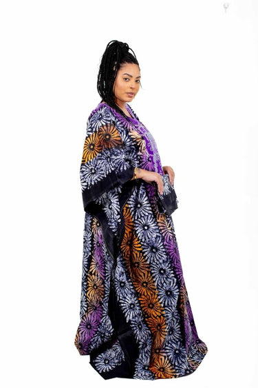 Smooth Visage African Print Adire African Tie - Dye Print Boubou Kaftan Style - Smooth Visage