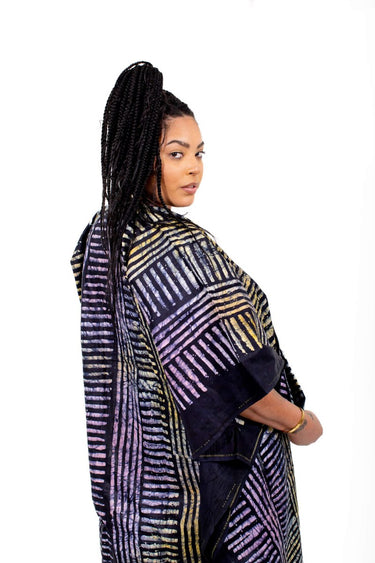 Smooth Visage African Print Adire Embroidery Design Boubou(BuBu) Rhinestone Kaftan Gown - Smooth Visage