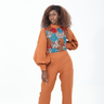 Smooth Visage Brown Ankara and Crepe Mix African Print Women's Jumpsuit - Smooth Visage