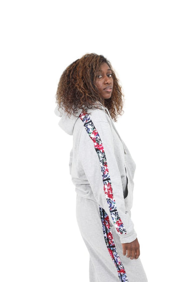 Smooth Visage Handmade Grey Tracksuit with African Tiedye (Adire) Accents - Smooth Visage