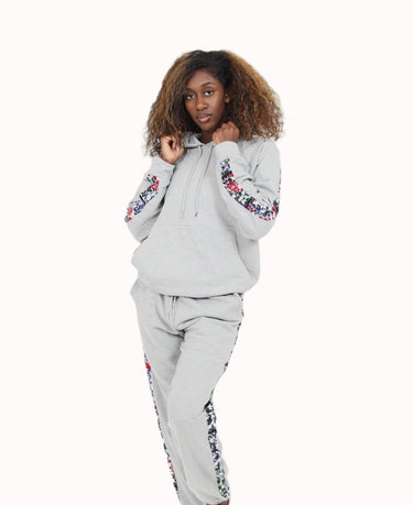 Smooth Visage Handmade Grey Tracksuit with African Tiedye (Adire) Accents - Smooth Visage