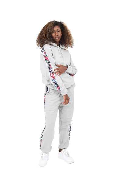Smooth Visage Handmade Grey Tracksuit with African Tiedye (Adire) Accents - Smooth Visage
