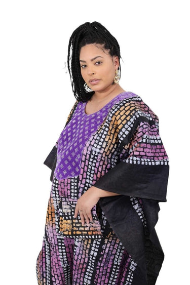 Smooth Visage Modern African Print Adire Boubou Kaftan Gown - Smooth Visage